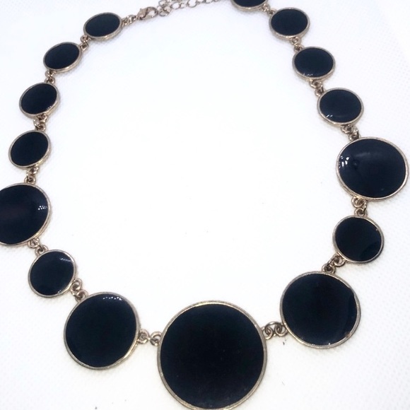 Black & Gold Disc statement Necklace